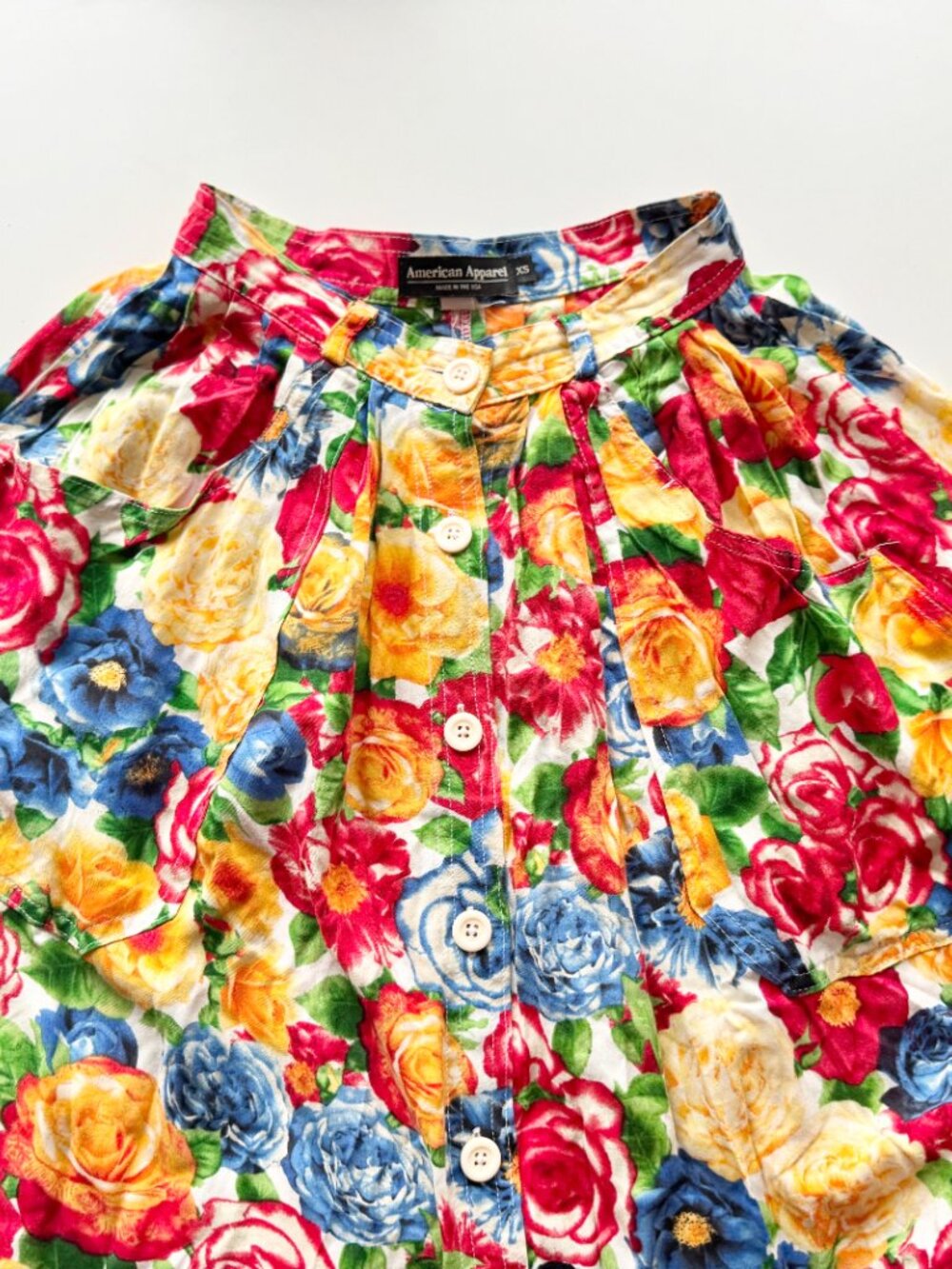 AMERICAN APPAREL Floral Print Viscose Twill A-Line Midi Skirt, Size XS - Picture 2 of 7